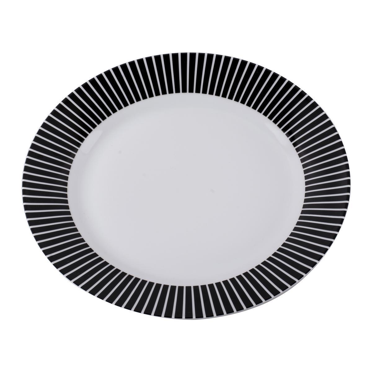 Assiette plate - Porcelaine - Ø 27 cm - Noir et blanc