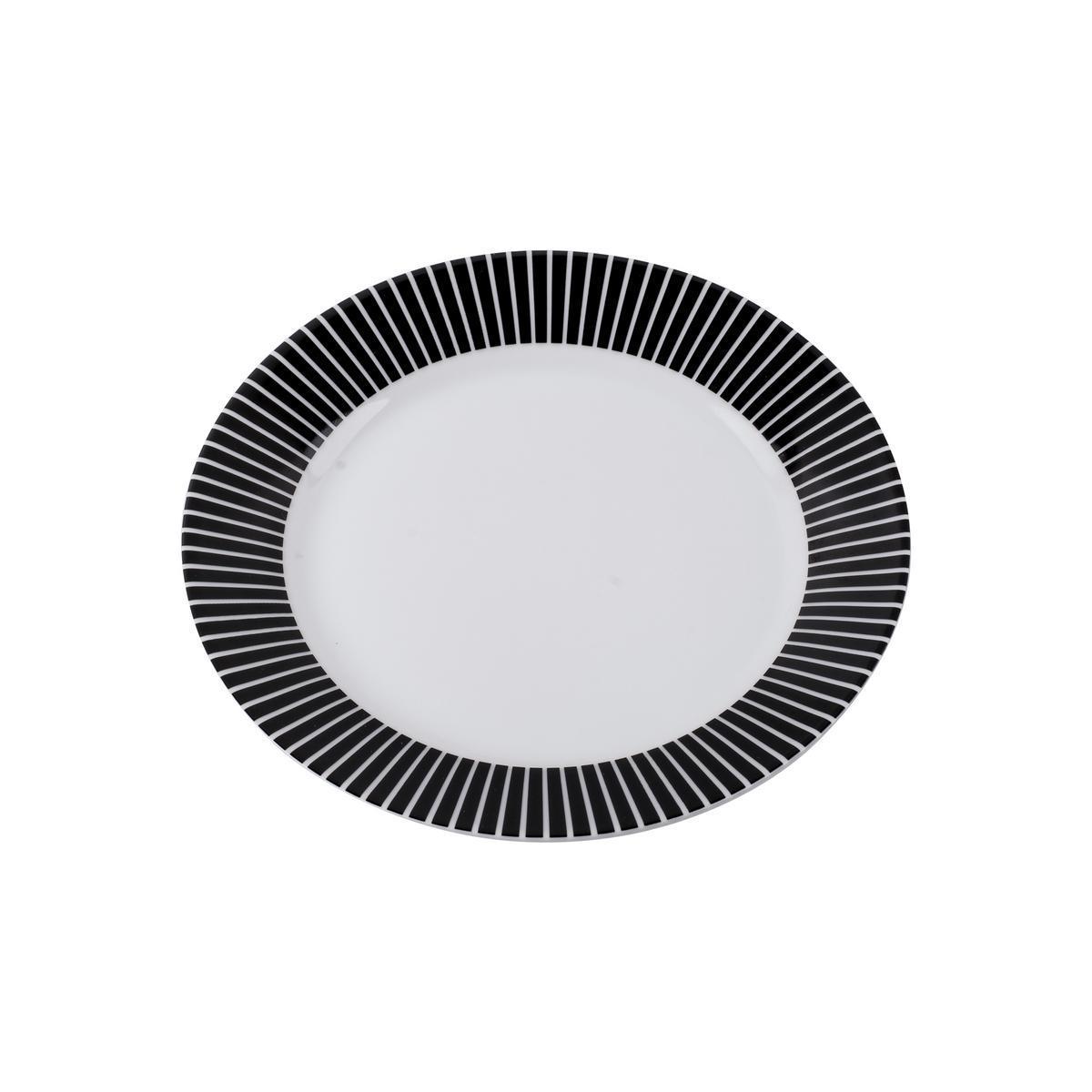 Assiette plate - Porcelaine - Ø 19 cm - Noir et blanc