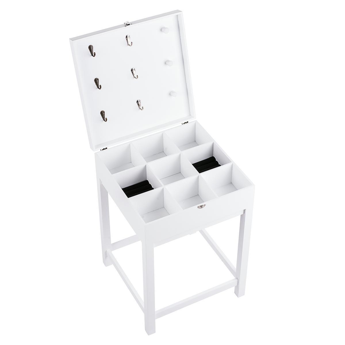 Chevet range-bijoux - MDF - 35 x 35 x H 52 cm - Blanc