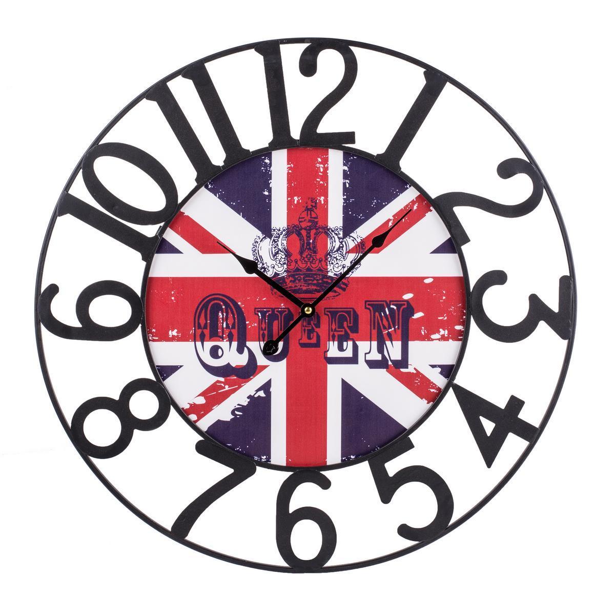 Horloge UK - Métal et MDF - ø 60 cm - Multicolore