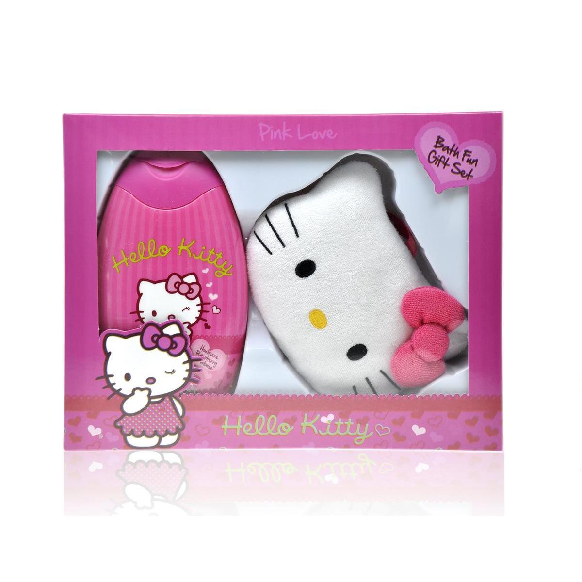 Coffret de bain Hello Kitty - Gel douche + éponge - Rose et blanc