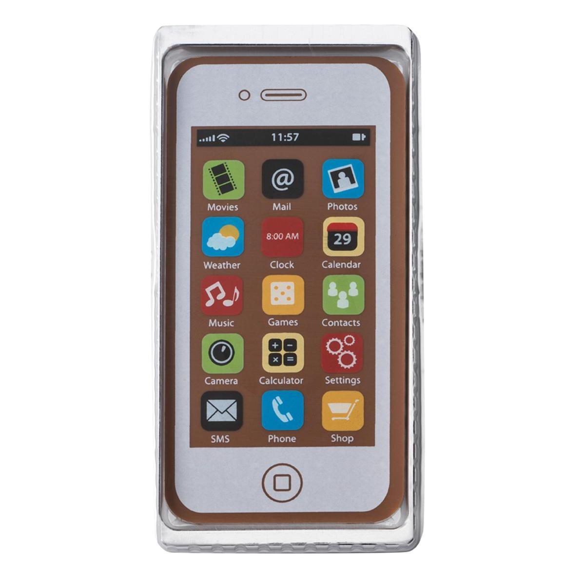 Smartphone en chocolat - Cacao - 13,2 x 6,5 x H 1 cm - Décoré