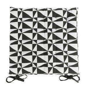 Galette de chaise imprimé géométrique - 100 % Coton - 40 x 40 cm - Noir et blanc