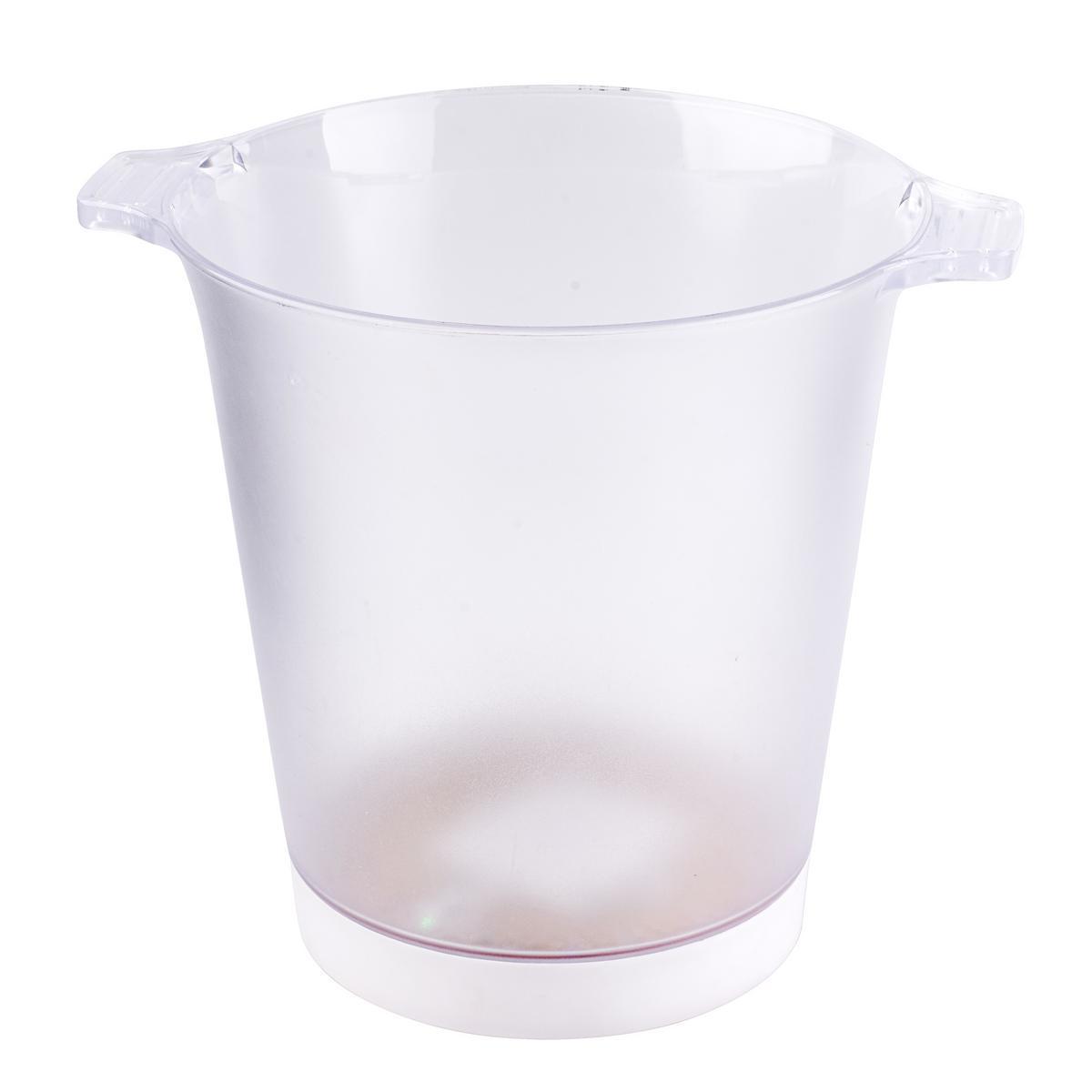 Seau à bouteilles lumineux LED - Plastique - 22 x 23 x H 27 cm - Transparent