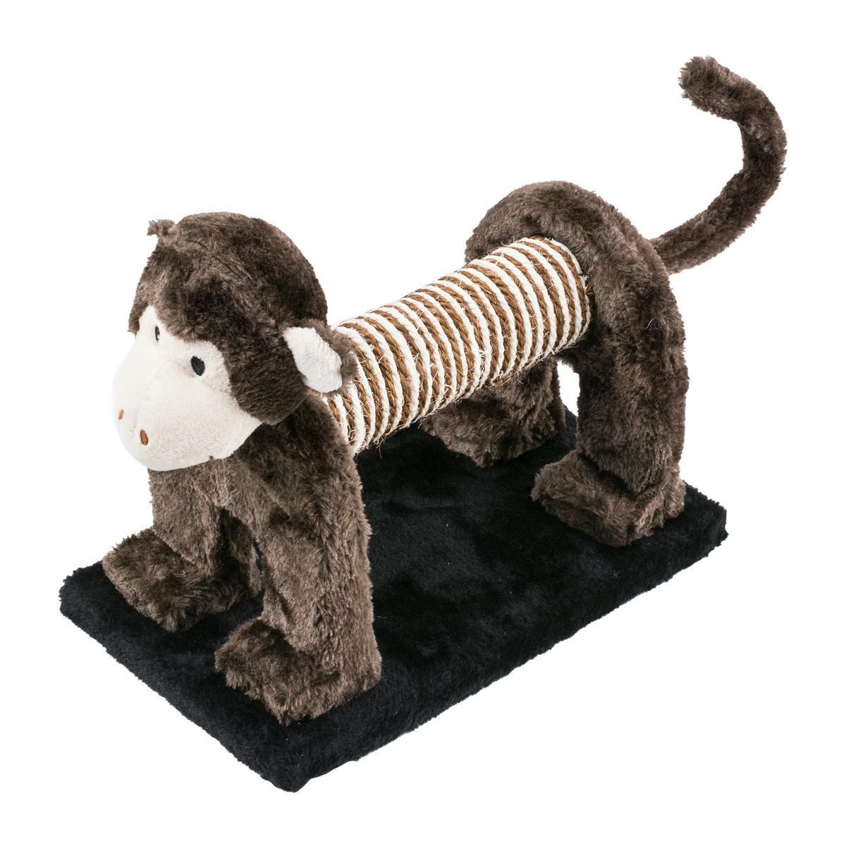 Arbre à chat forme singe - MDF, polypropylène et sisal - 29 x 18 x H 26 cm - Marron