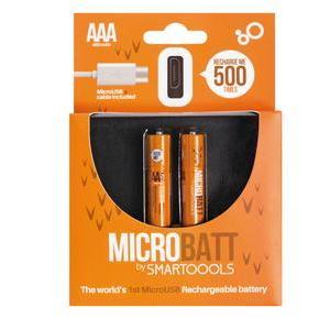 2 piles AAA rechargeables USB - Ø 1,1 x H 4,4 cm - Orange