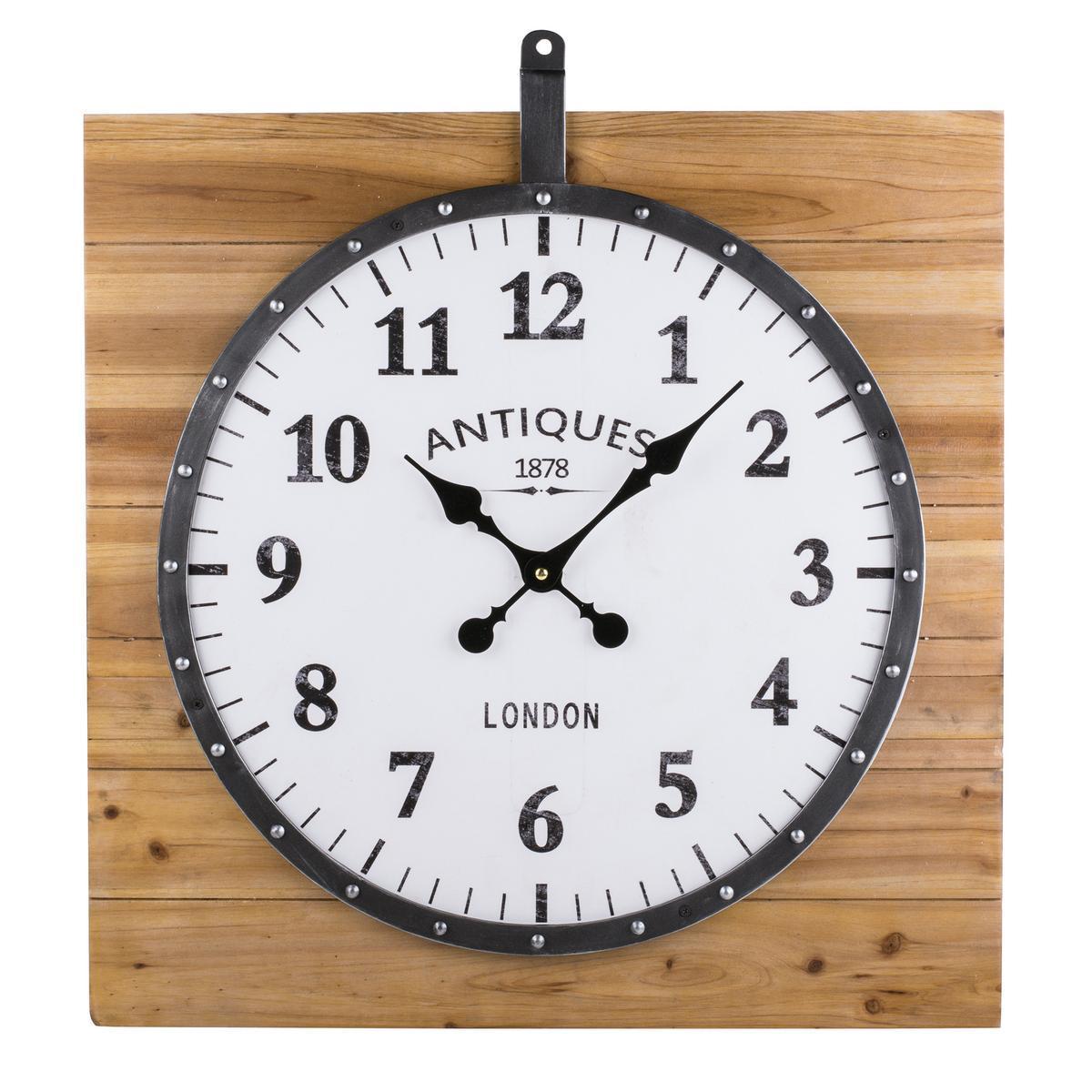 Horloge - MDF - 60,5 x 5,8 x H 65 cm - Blanc et gris