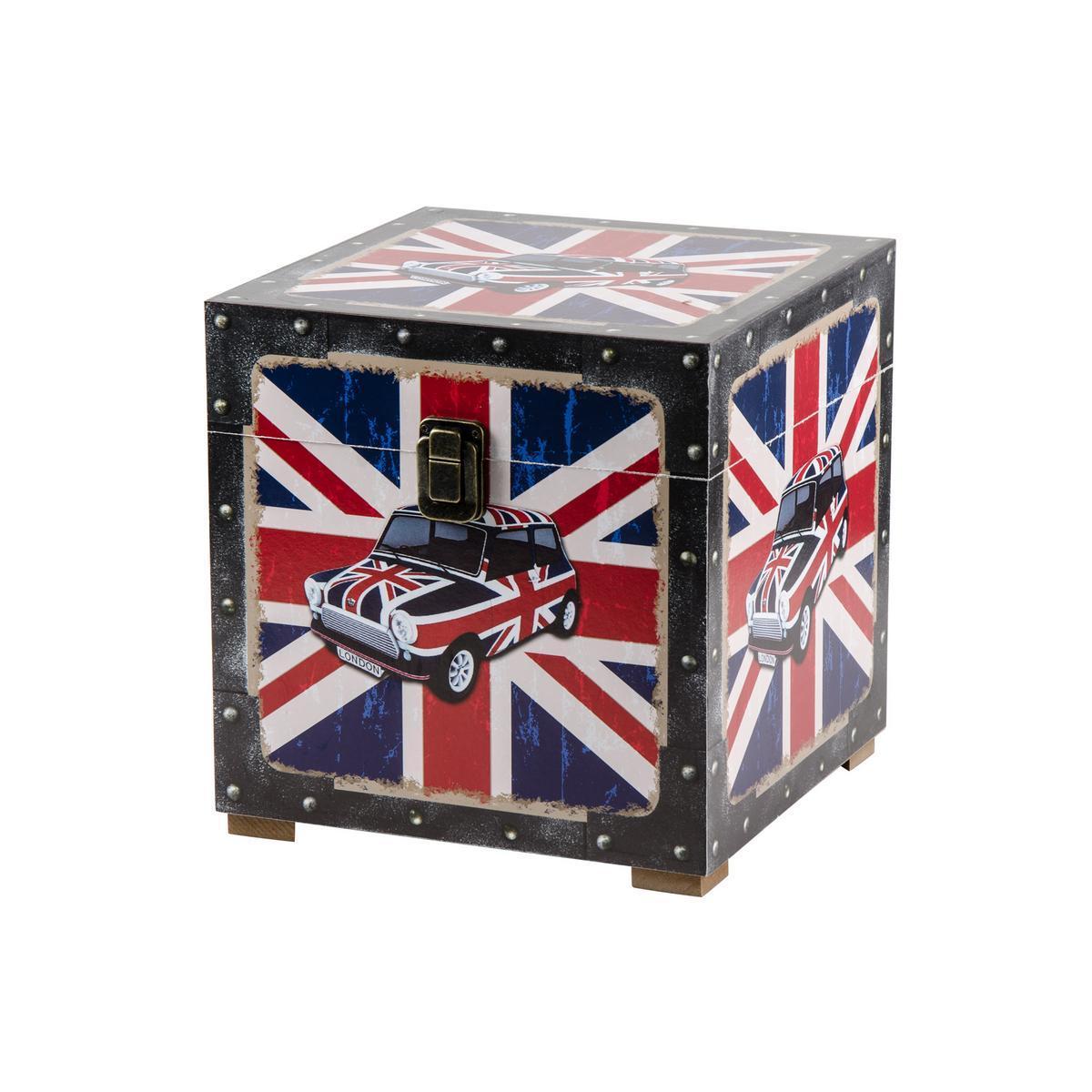 Coffre de rangement - MDF - 25 x 25 x 25 cm - Drapeau anglais