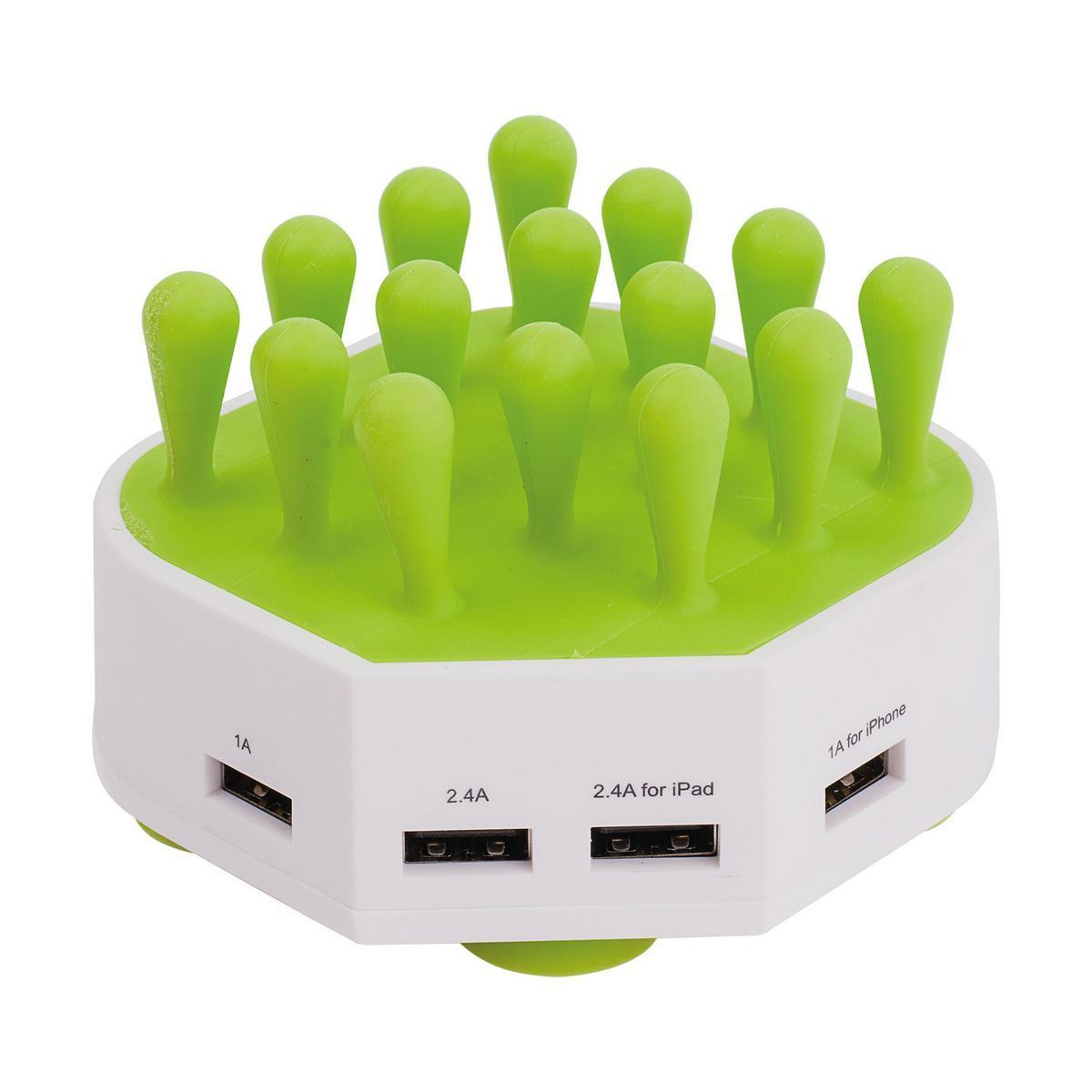 Station d'accueil pour smartphones - Plastique et silicone - Blanc et vert