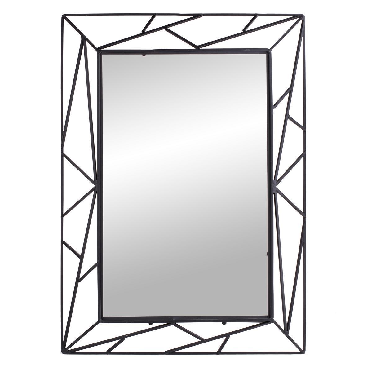 Miroir graphique - Verre et métal - 50 x 5 x H 70 cm - Noir