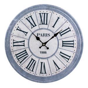 Horloge rétro - Métal - Ø 39 cm - Gris et blanc