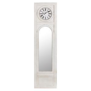 Miroir avec horloge - MDF - 45,5 x 4,3 x H 158 cm - Blanc