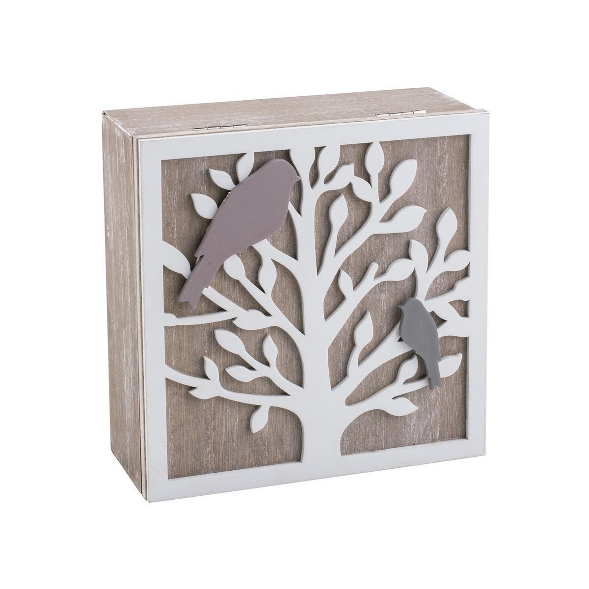 Boîte décorative - MDF - 16 x 16 cm- Marron