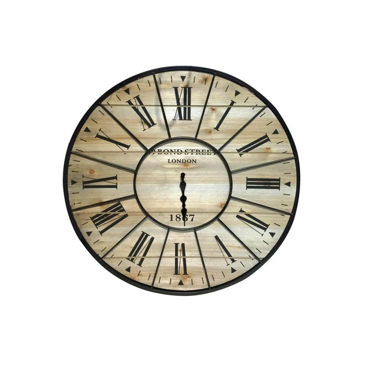 Horloge - MDF et métal - Ø 60 cm - Beige et noir