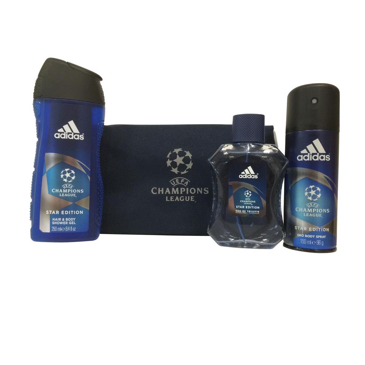 Coffret Adidas homme - Eau de toilette 100 ml + Déodorant 150 ml + Gel douche 250 ml + Trousse - Bleu