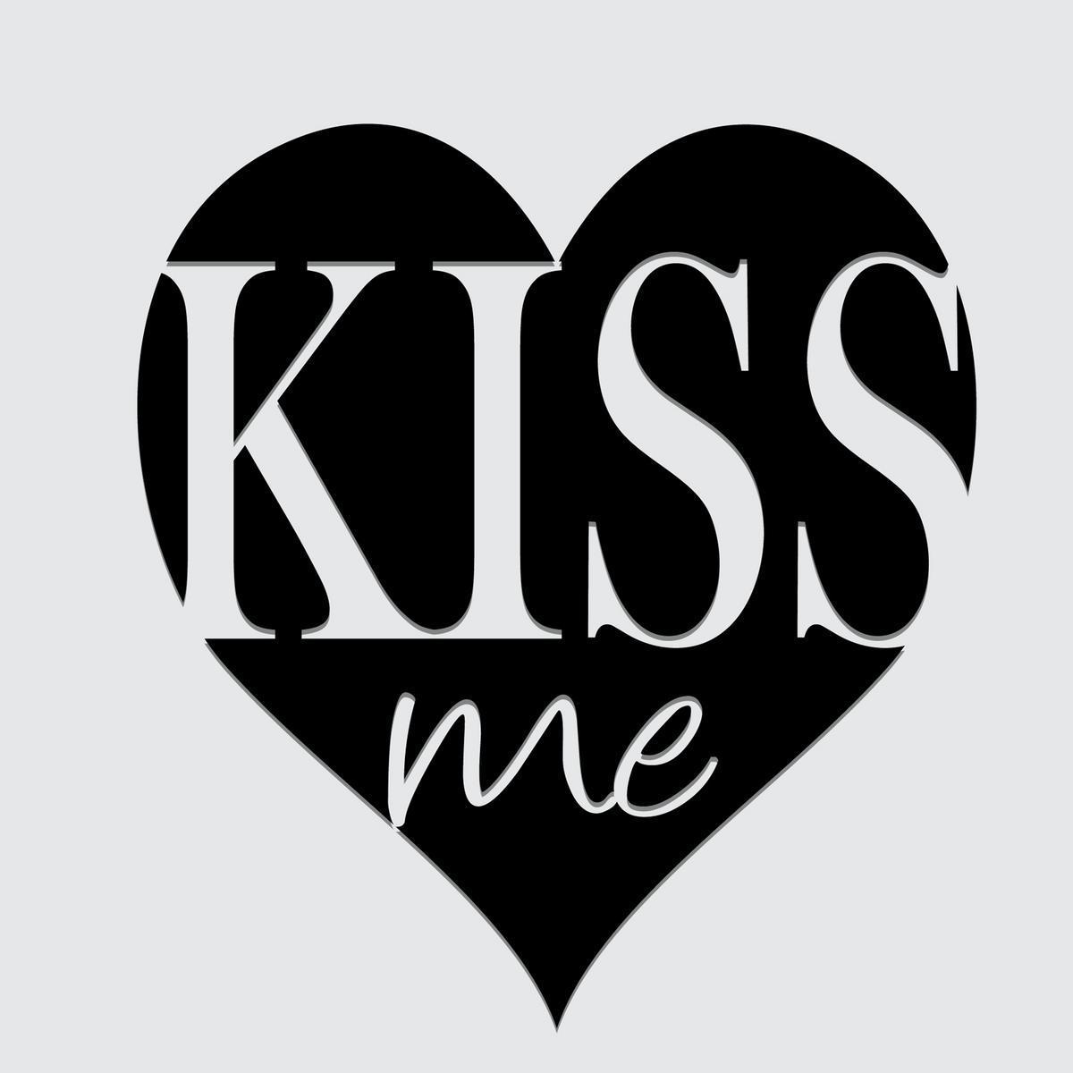 Cadre "kiss me" - 30 x 30 cm - Noir et blanc