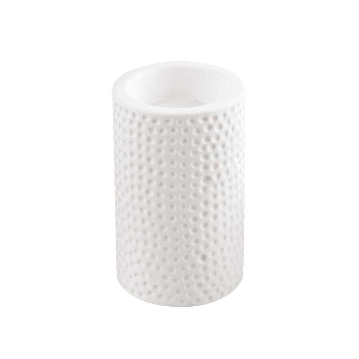 Support pour bougie - Céramique - 6,5 x 6,5 x H 10,5 cm - Blanc ou rose