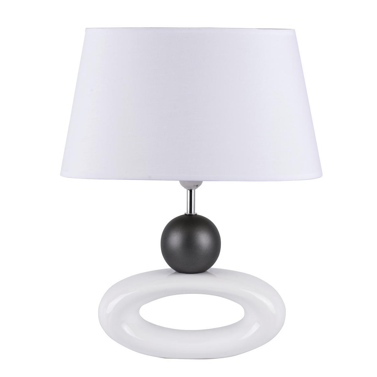 Lampe boule - Céramique et polyester - 40 x 26 x H 48 cm - Noir ou blanc