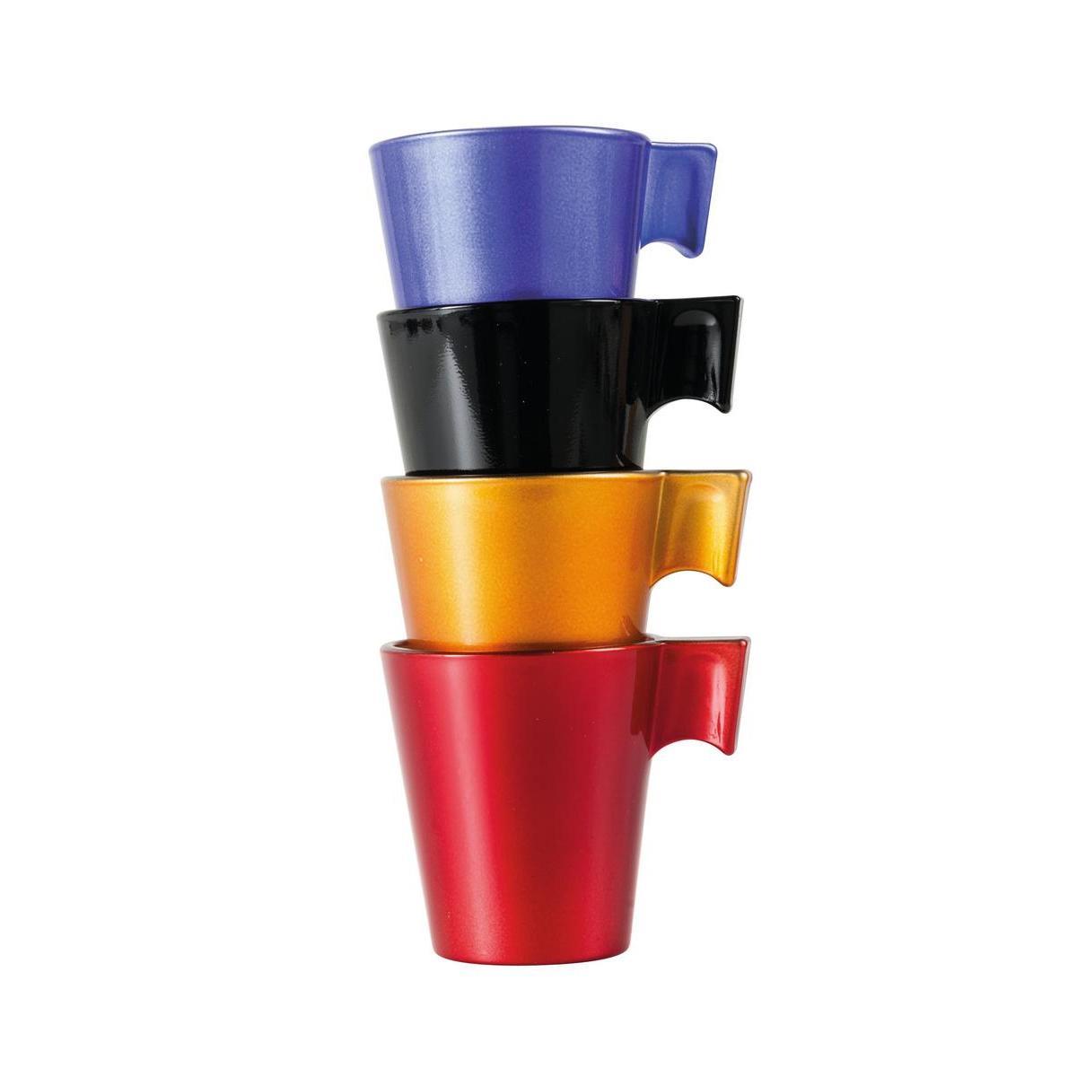 4 tasses pour espresso - Verre - 8 cl - 4 coloris métallisés