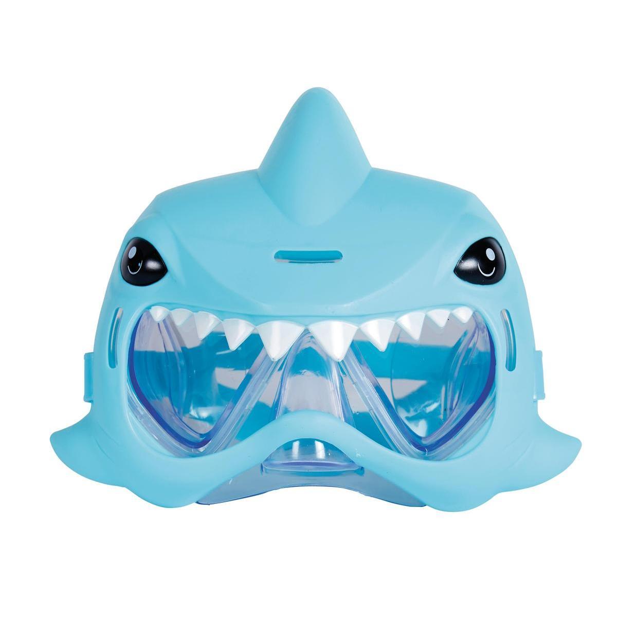Masque de plongée requin - H 14 x 13 x 5 cm - Bleu