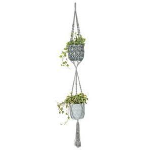 Suspension en macramé H 130 cm - Beige ou gris