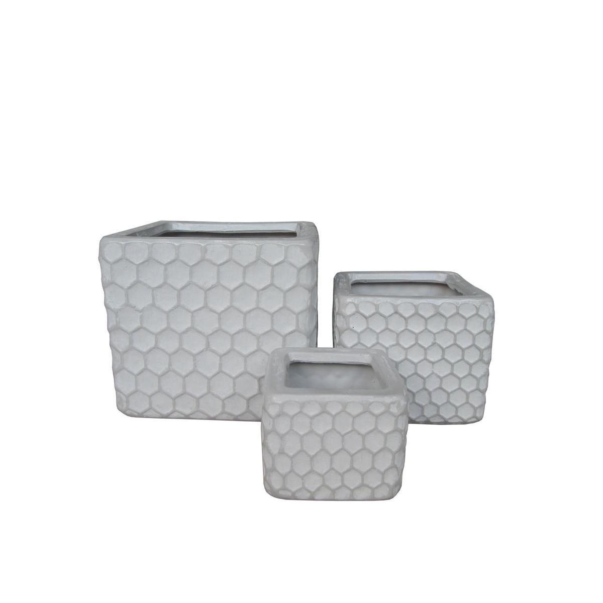 Cache pot style ruche - 15 x 15 x H 13 cm