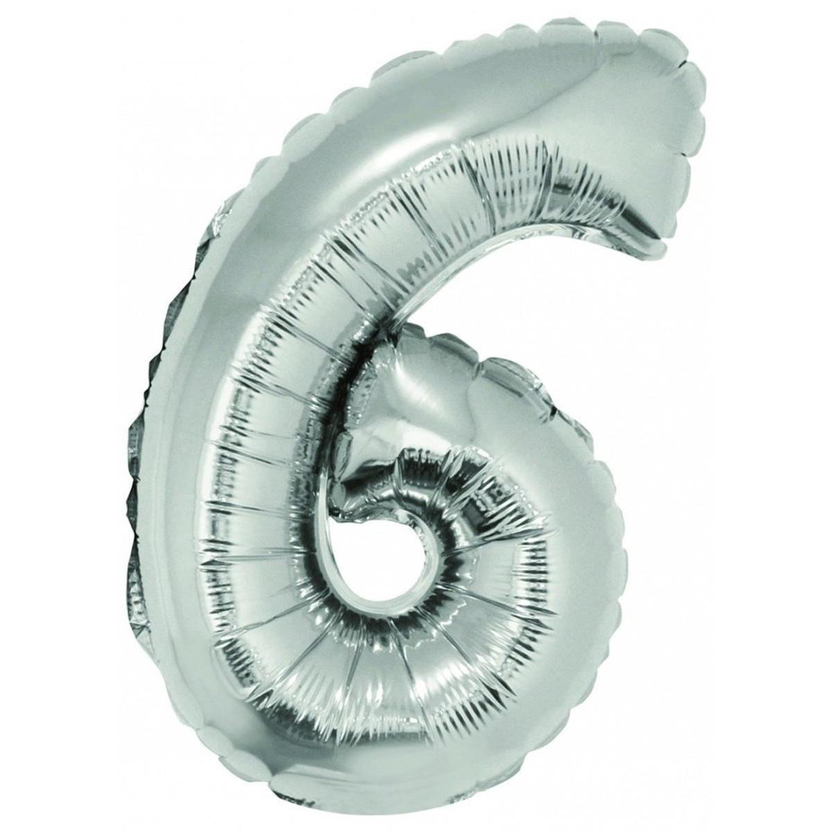 Ballon chiffre 6 - H 40 cm - Argent - C'PARTY