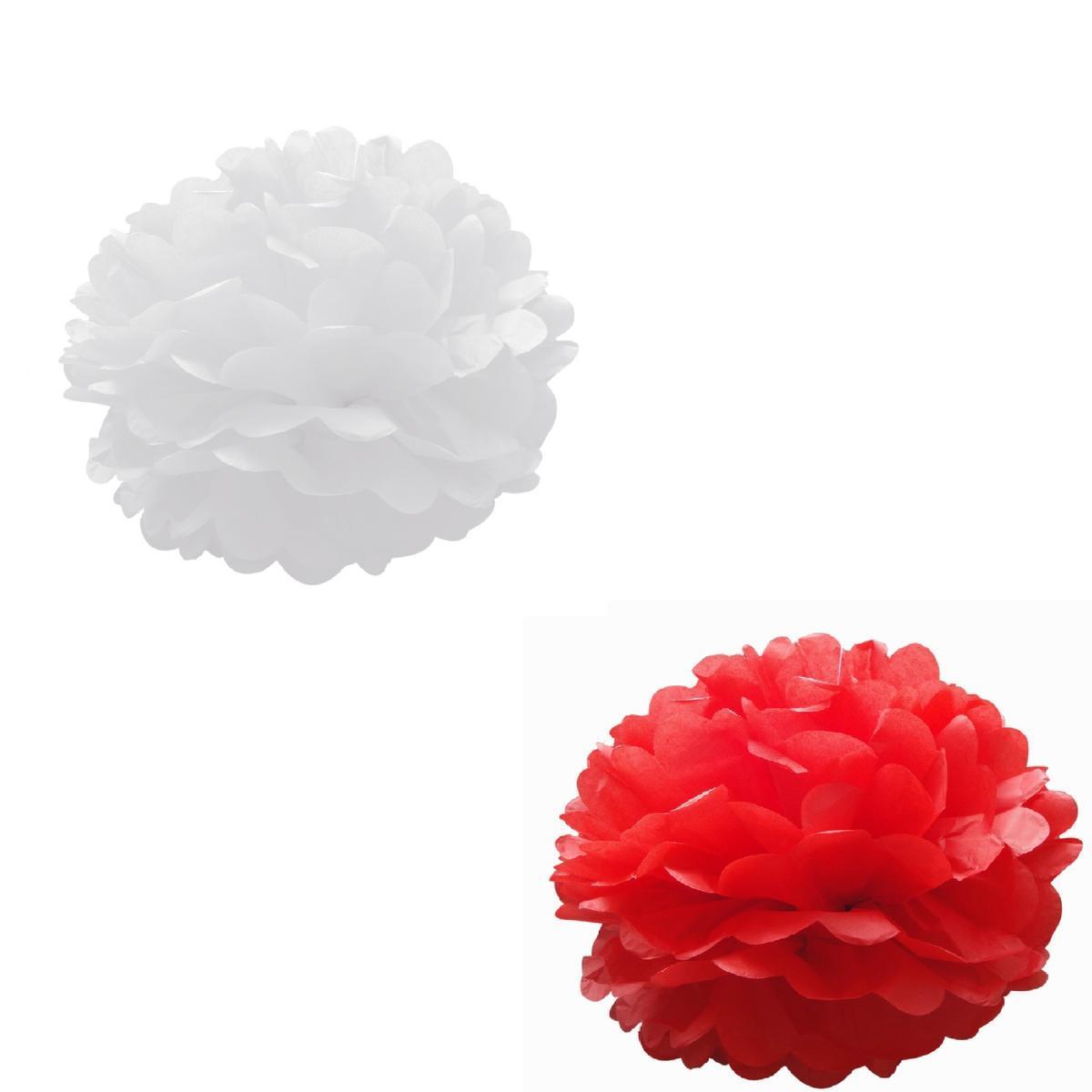 Fleur en papier - Ø 30 cm - Rouge ou blanc