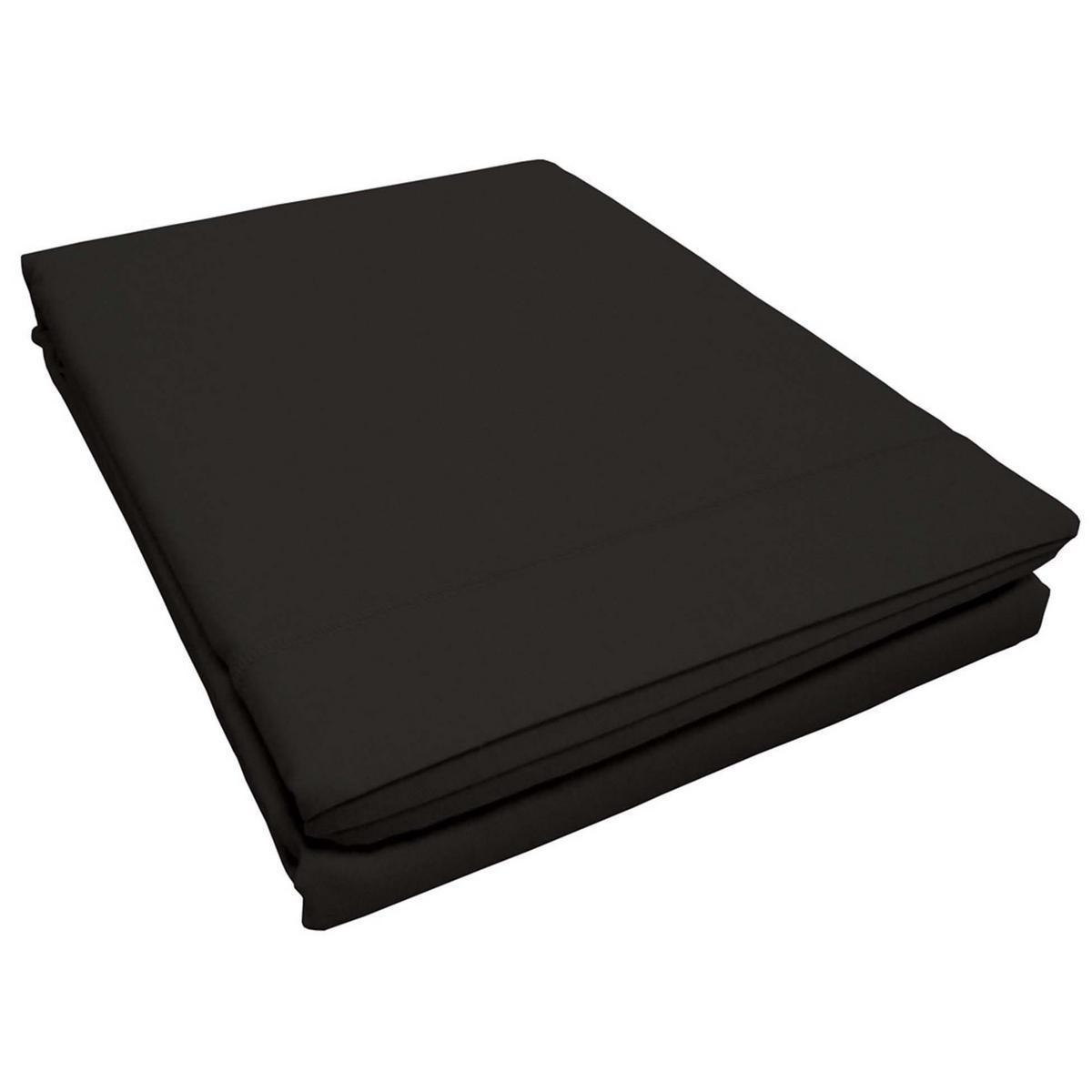 Drap plat 1 personne - 180 x 290 cm - Noir