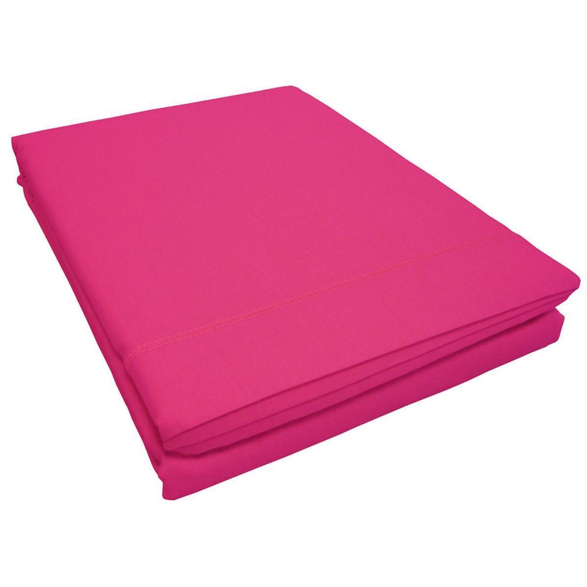 Drap plat 1 personne - 180 x 290 cm - Rose fuchsia