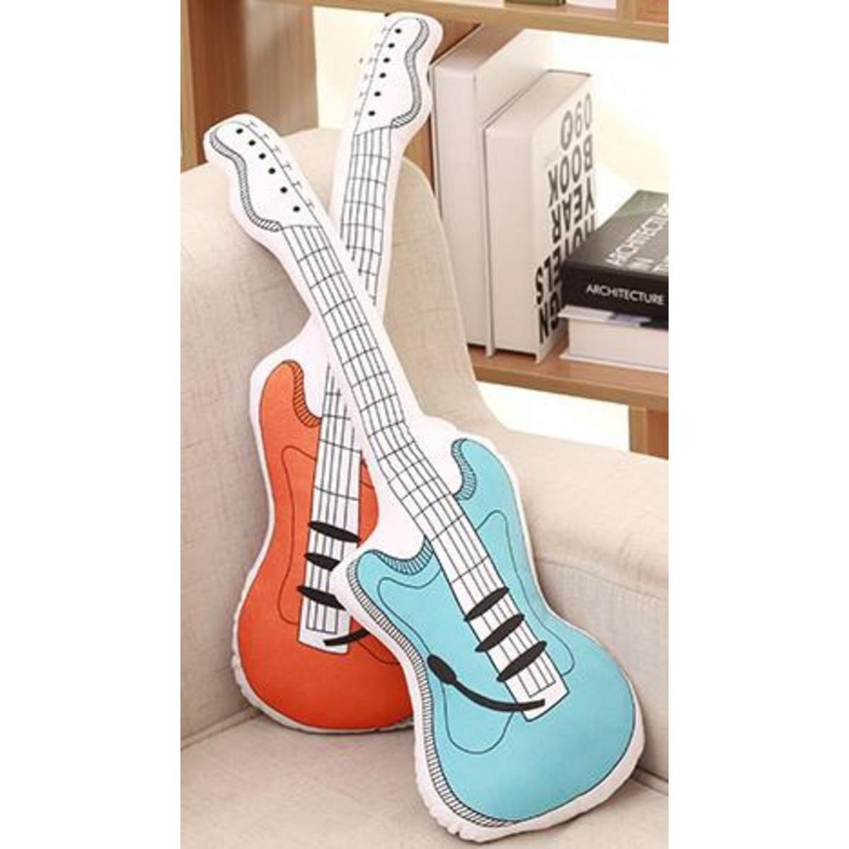 Coussin 3D guitare - H 70 cm - Rouge ou bleu
