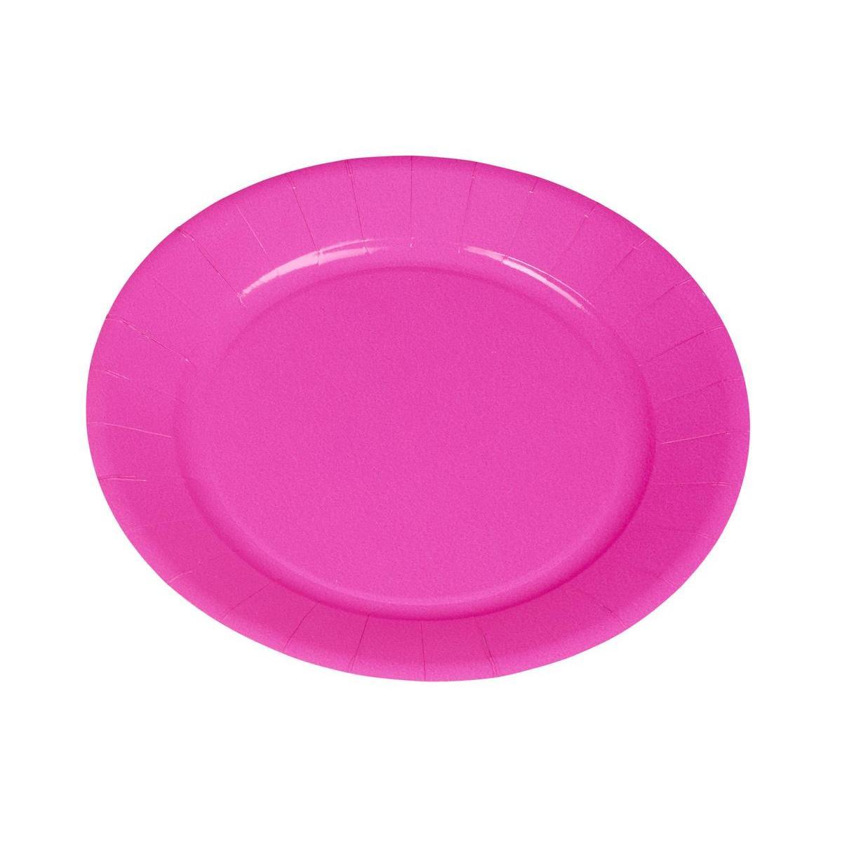 20 assiettes jetables - Rose fluo