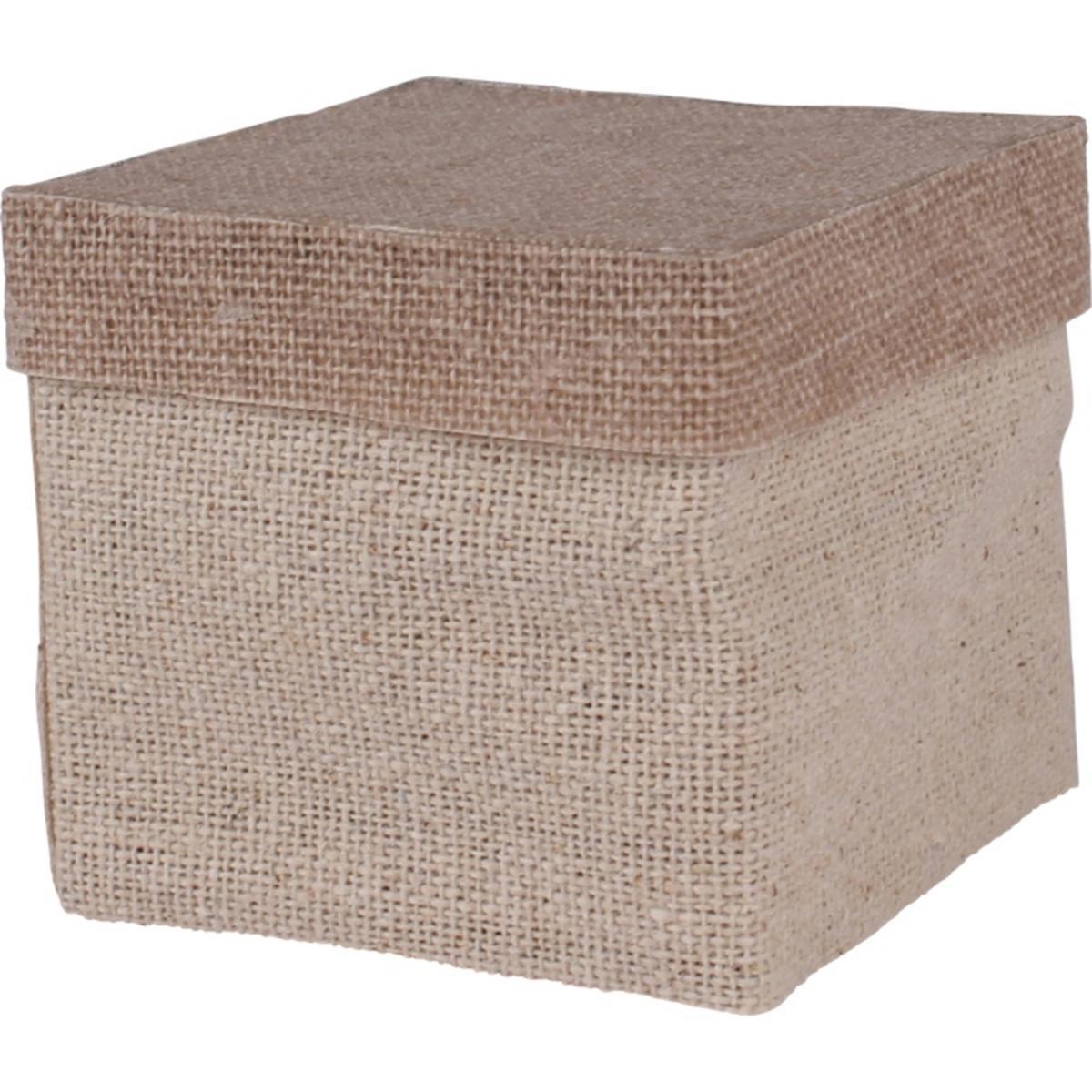 4 mini boîtes en lin - 5 x 5 x H 4.5 cm - Beige