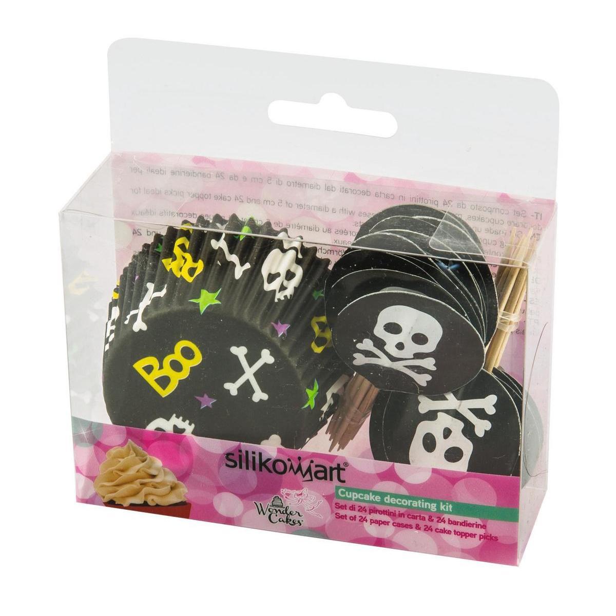 20 caissettes + piques décoratifs pirates - Noir