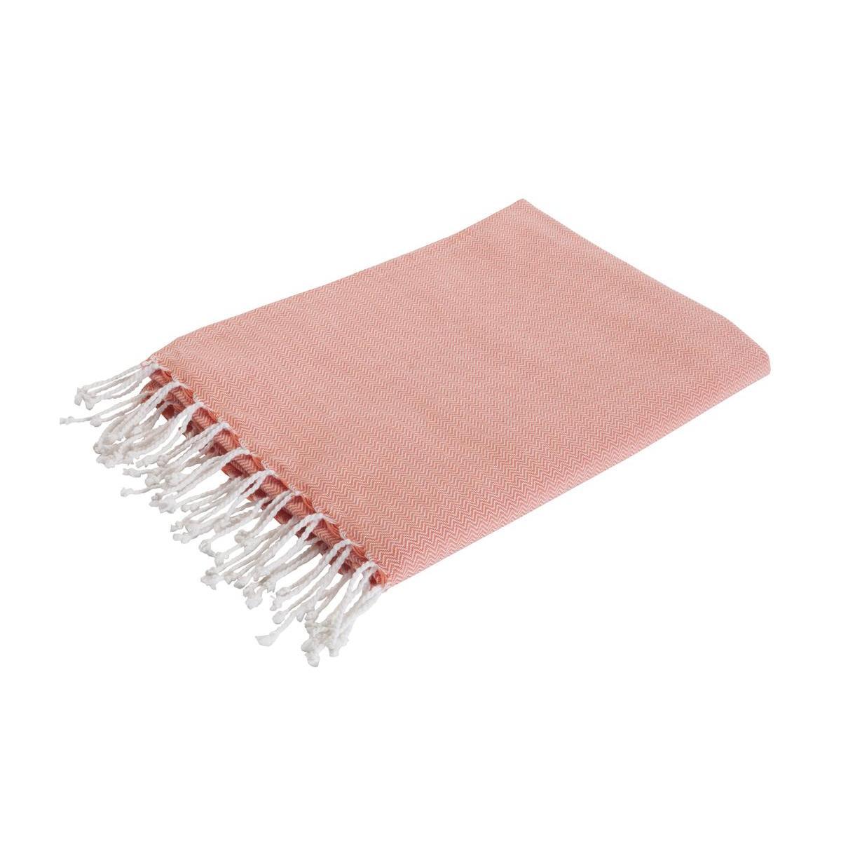 Fouta à franges - 100 x 180 cm - Rose corail