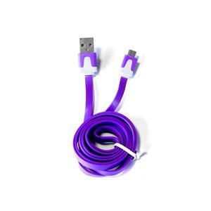 Câble plat micro USB - L 100 cm - Différents coloris - Violet, noir, rose ou bleu