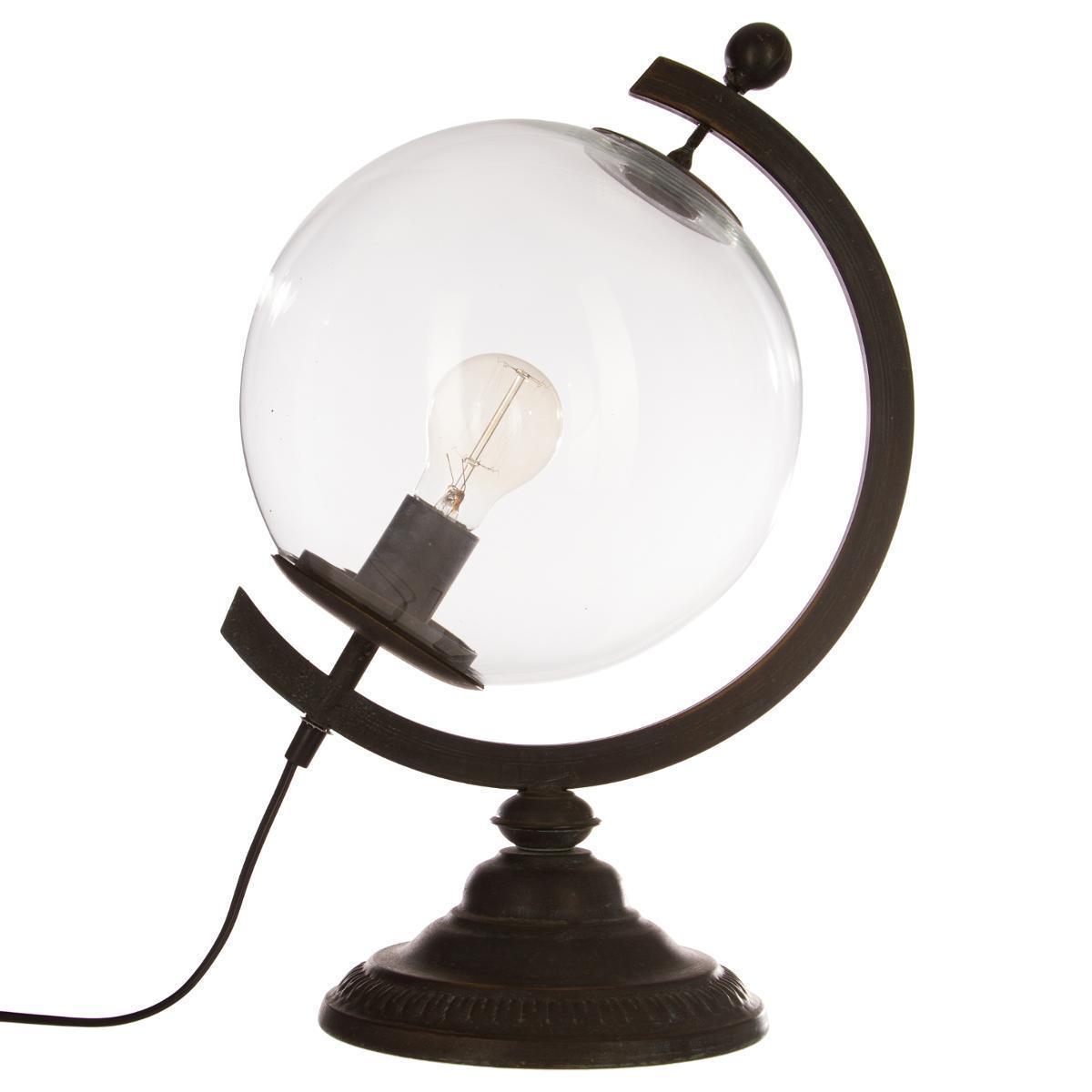 Lampe globe en métal - H 43 cm