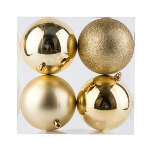 4 boules de Noël assorties - ø 10 cm - Différents coloris - Or