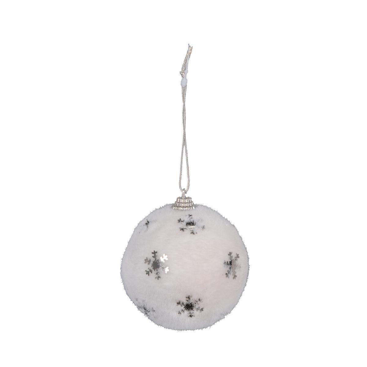 Boule de Noël flocon - ø 8 cm - Blanc, argent