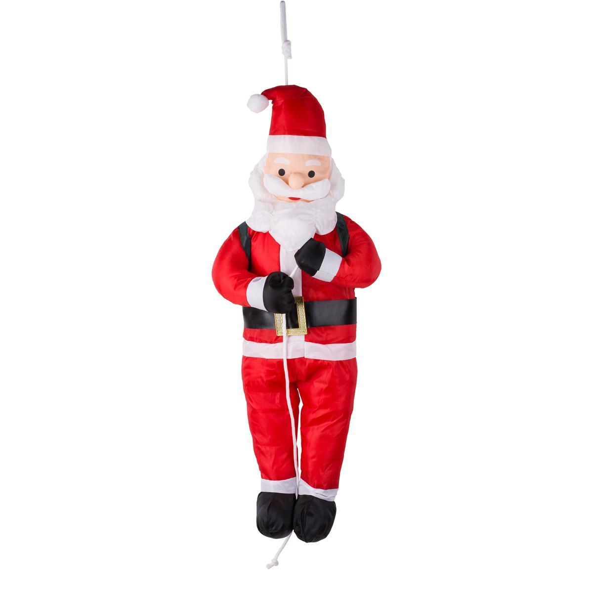 Père Noël corde à suspendre - 36 x 17 x H 90 cm - Rouge, noir, blanc