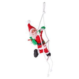 Père Noël sur échelle à suspendre - 13 x 5 x 30 cm - Rouge, vert, blanc