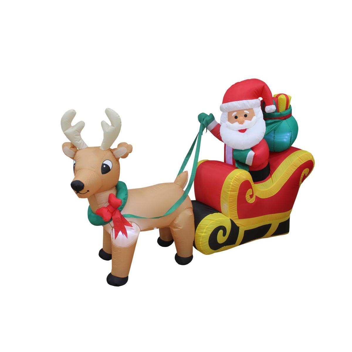 Traineau de Père Noël avec renne gonflable