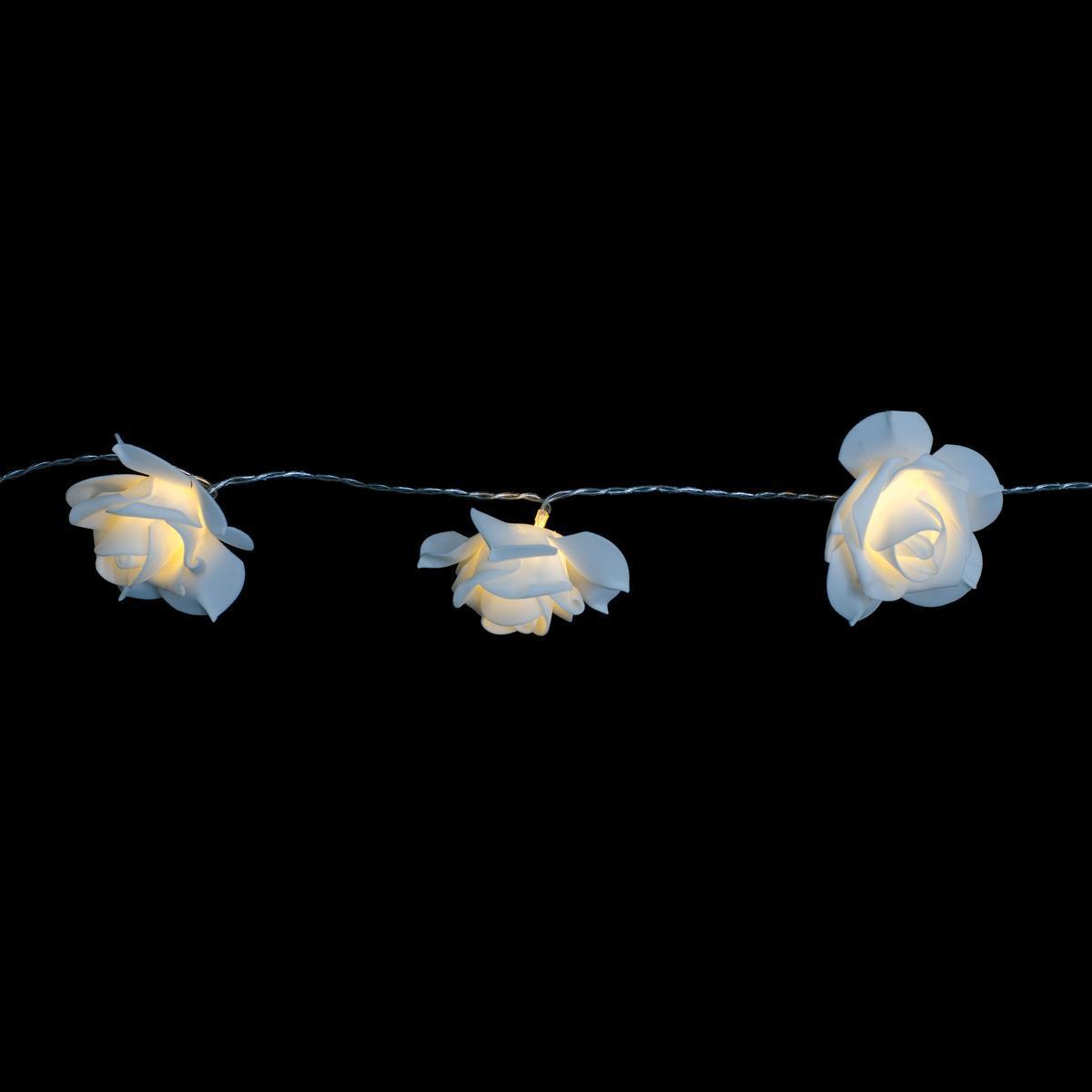Guirlande électrique 15 roses - L 2,25 m - Blanc chaud