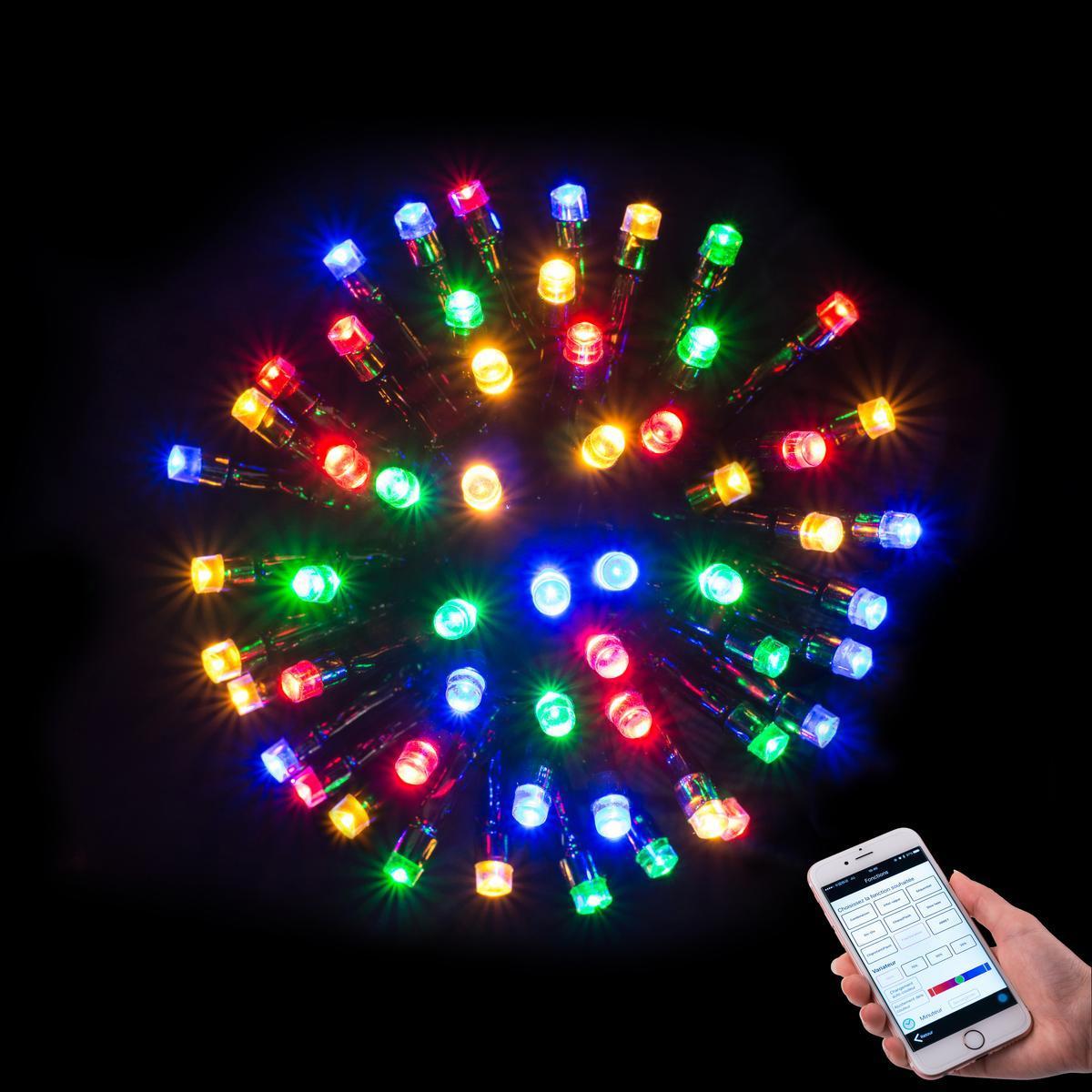 Guirlande électrique 120 LED avec appli - L 12 m - Multicolore