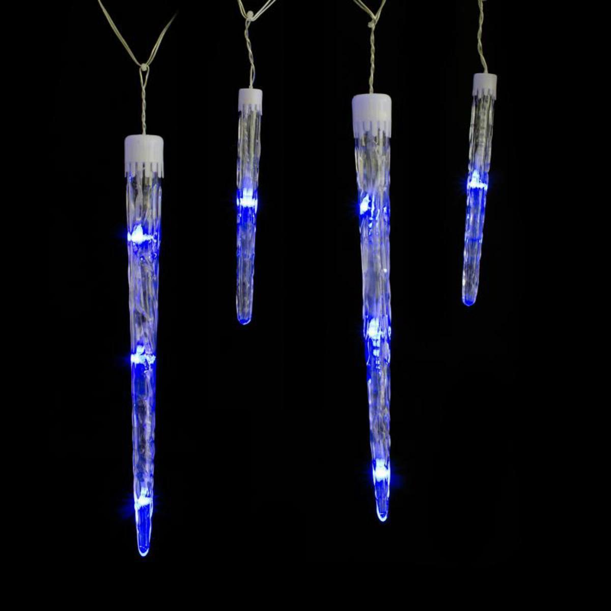 Guirlande électrique à suspensions stalactites 32 LED - 500 x H 30 cm - Bleu