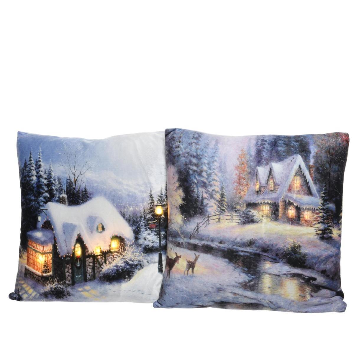 Coussin maison en hiver à LED - Différents modèles