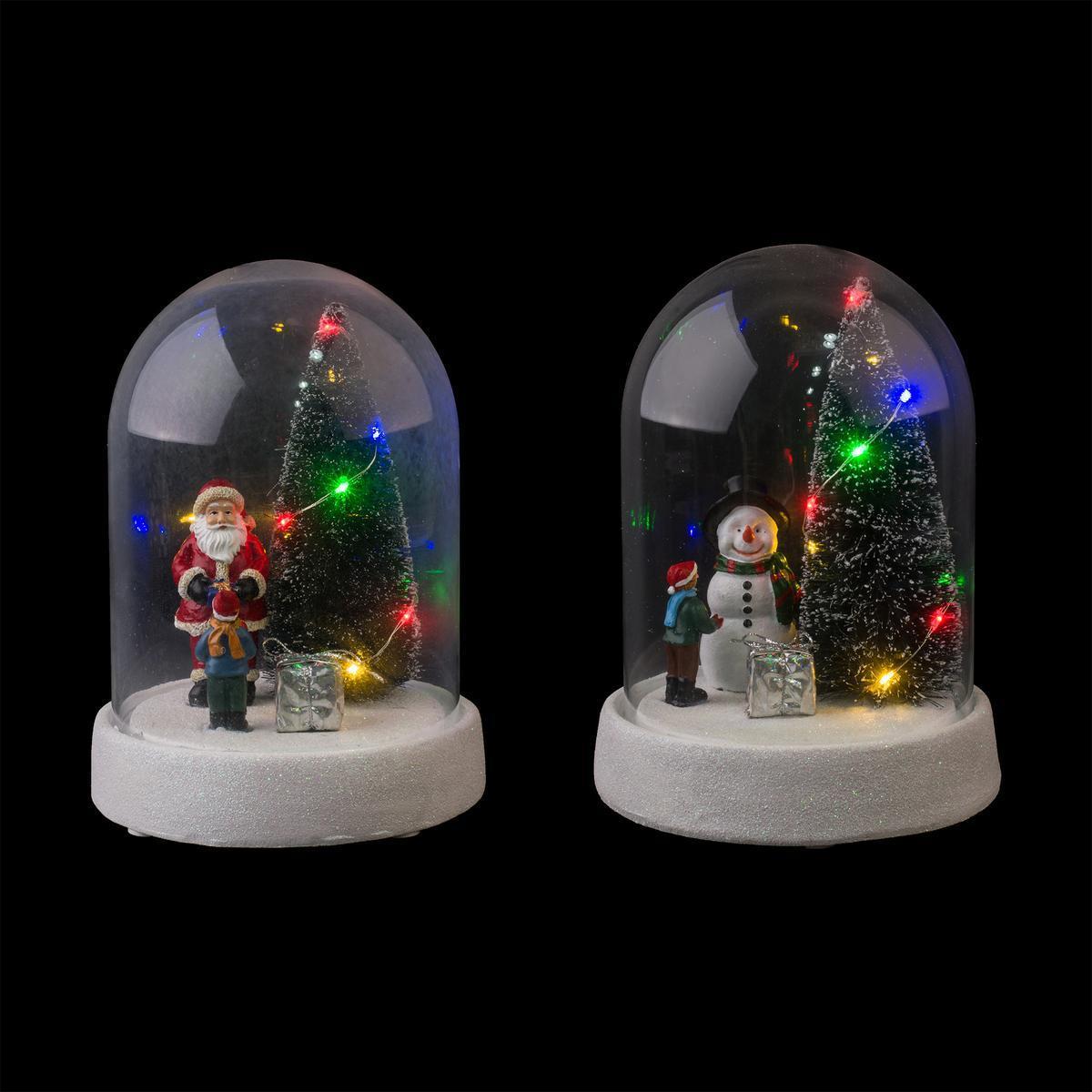 Personnage de Noël sous cloche à LED