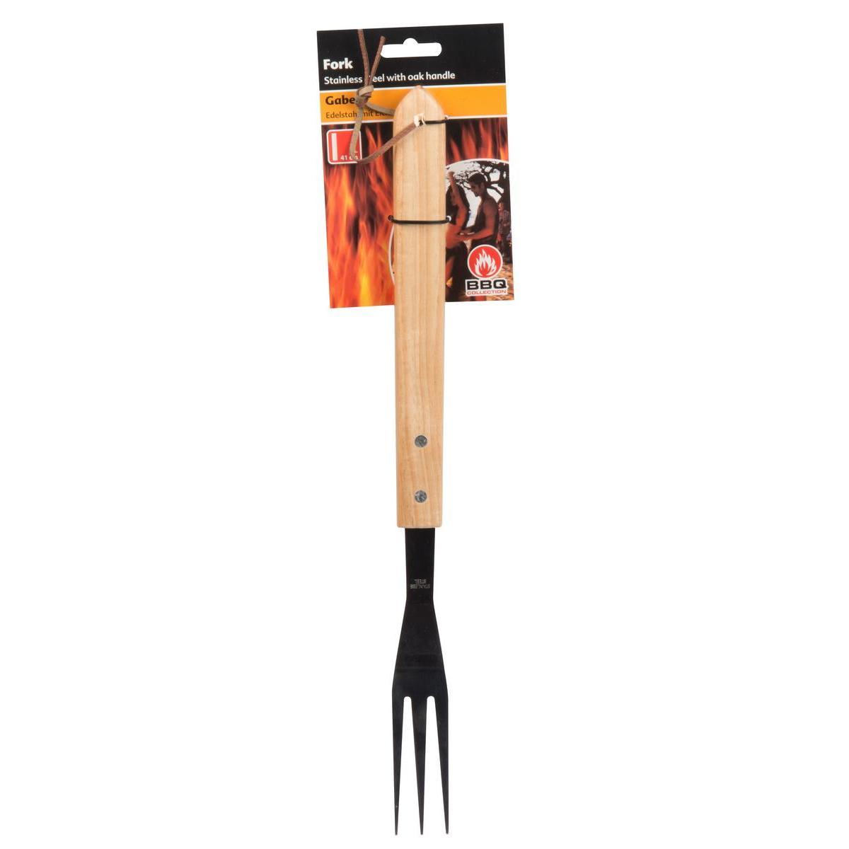 Fourchette pour barbecue avec manche en bois