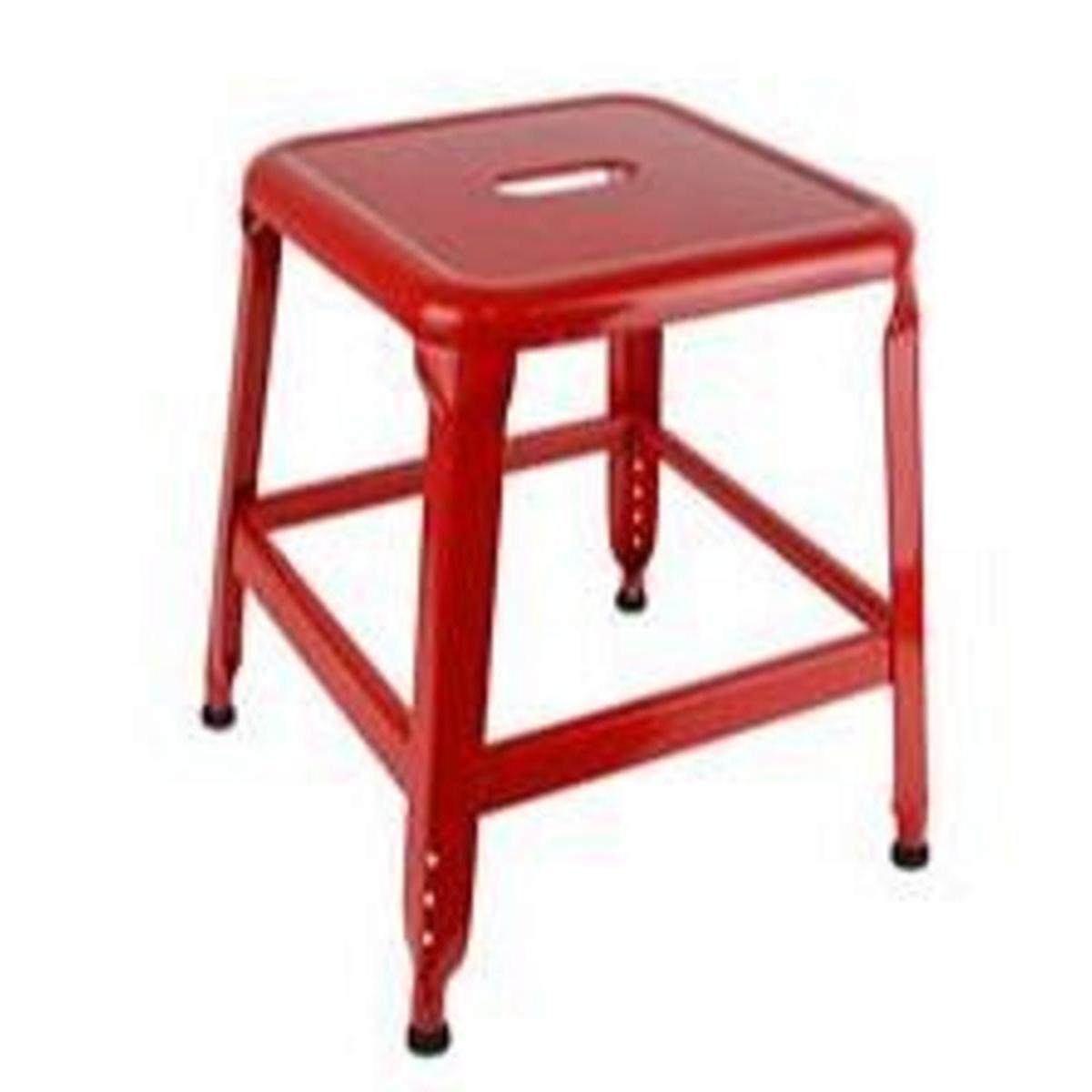 Tabouret métallique - 39 x 39 x H 43 cm - Rouge