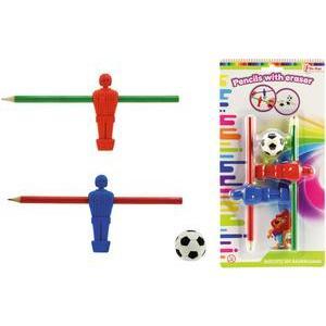 2 crayons + gommes jeu de foot sur table